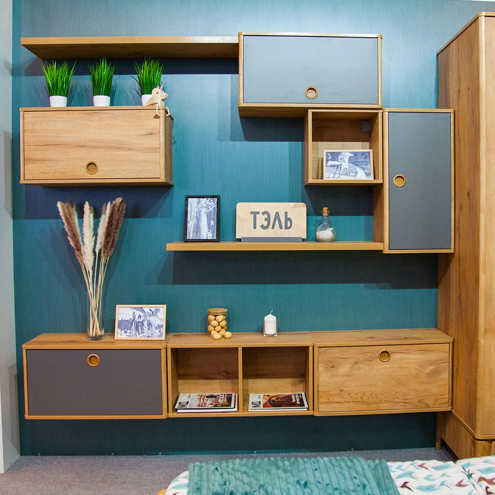 Полка закрытая вертикальная дуб золотистый «Тэль» 5