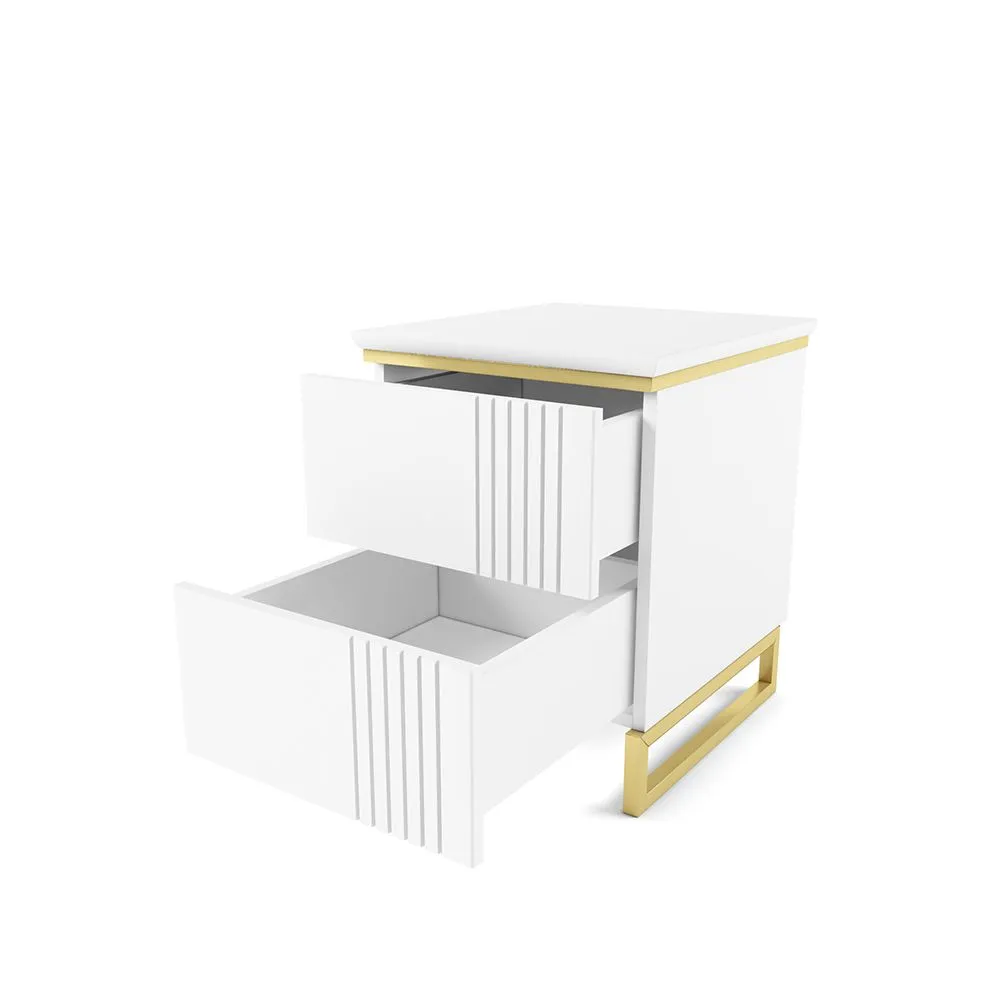 Тумба прикроватная Мишель Белый Золото 2