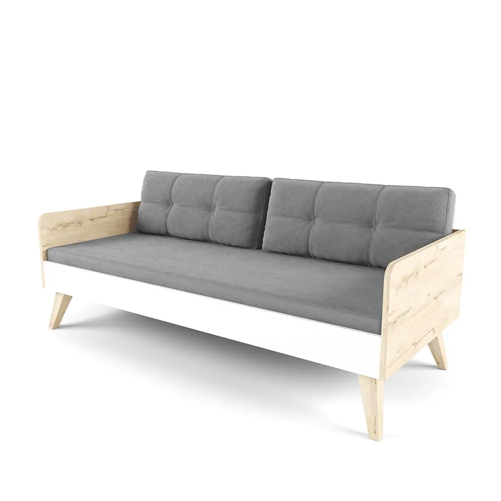 Кровать с текстилем «2+2 белый» Серый+Серый