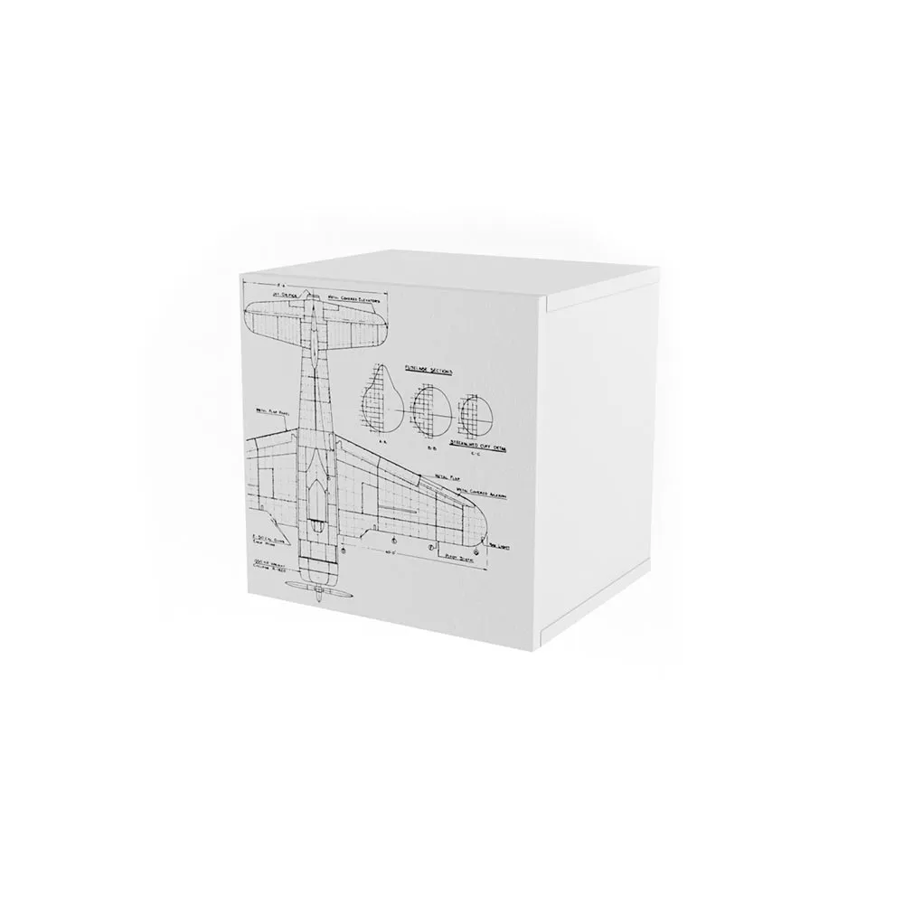 Полка куб с фасадом белая печать «Авиатор»