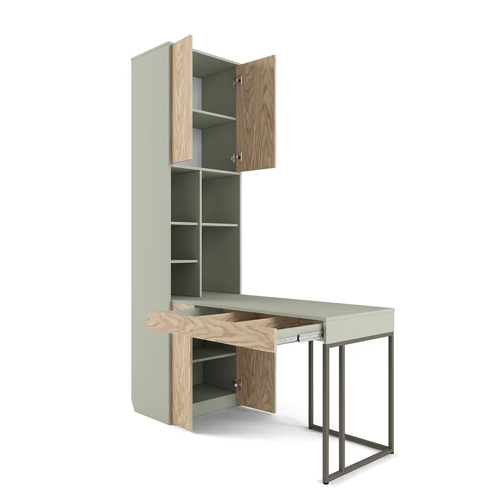 Стол со стеллажом угловой Тури Орегано Графит 2