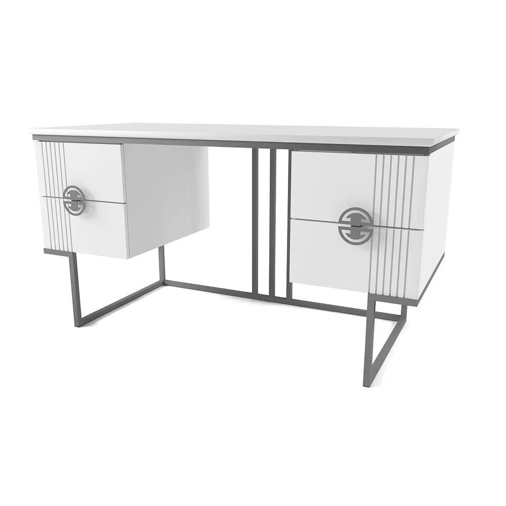 Стол 2-х тумбовый Мишель Белый Серый 1