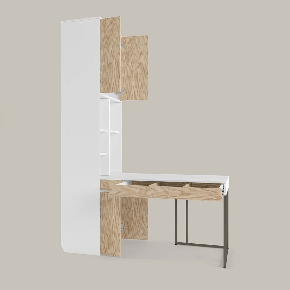 Стол со стеллажом угловой Тури Белый Графит 4