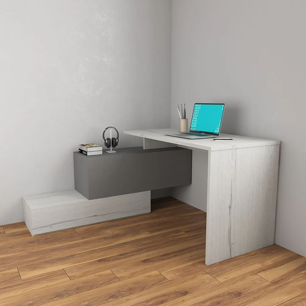 Угловой стол «НьюТон Грэй» с 2мя тумбами 1