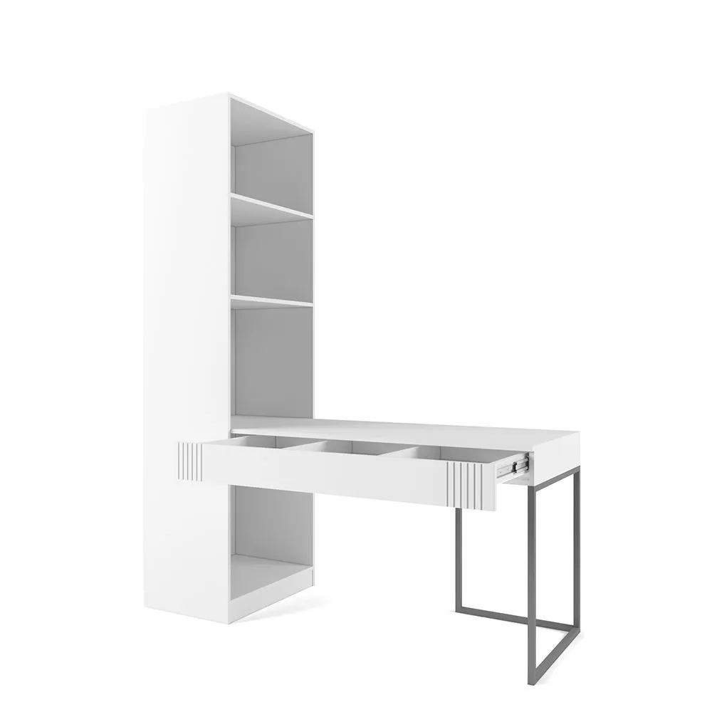 Стол со стеллажом Мишель Белый Серый 2