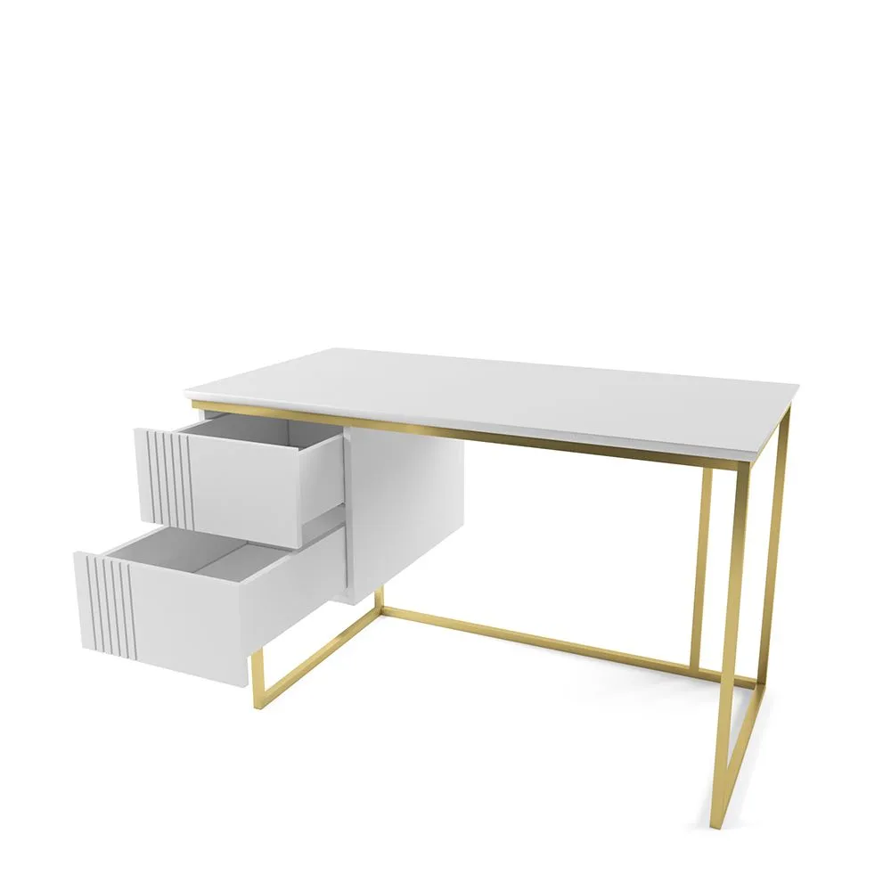 img-Стол с тумбой Мишель Белый Золото 3
