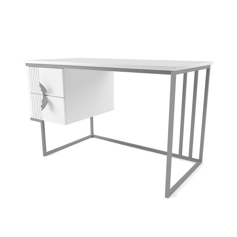 Стол с тумбой Мишель Белый Серый 1