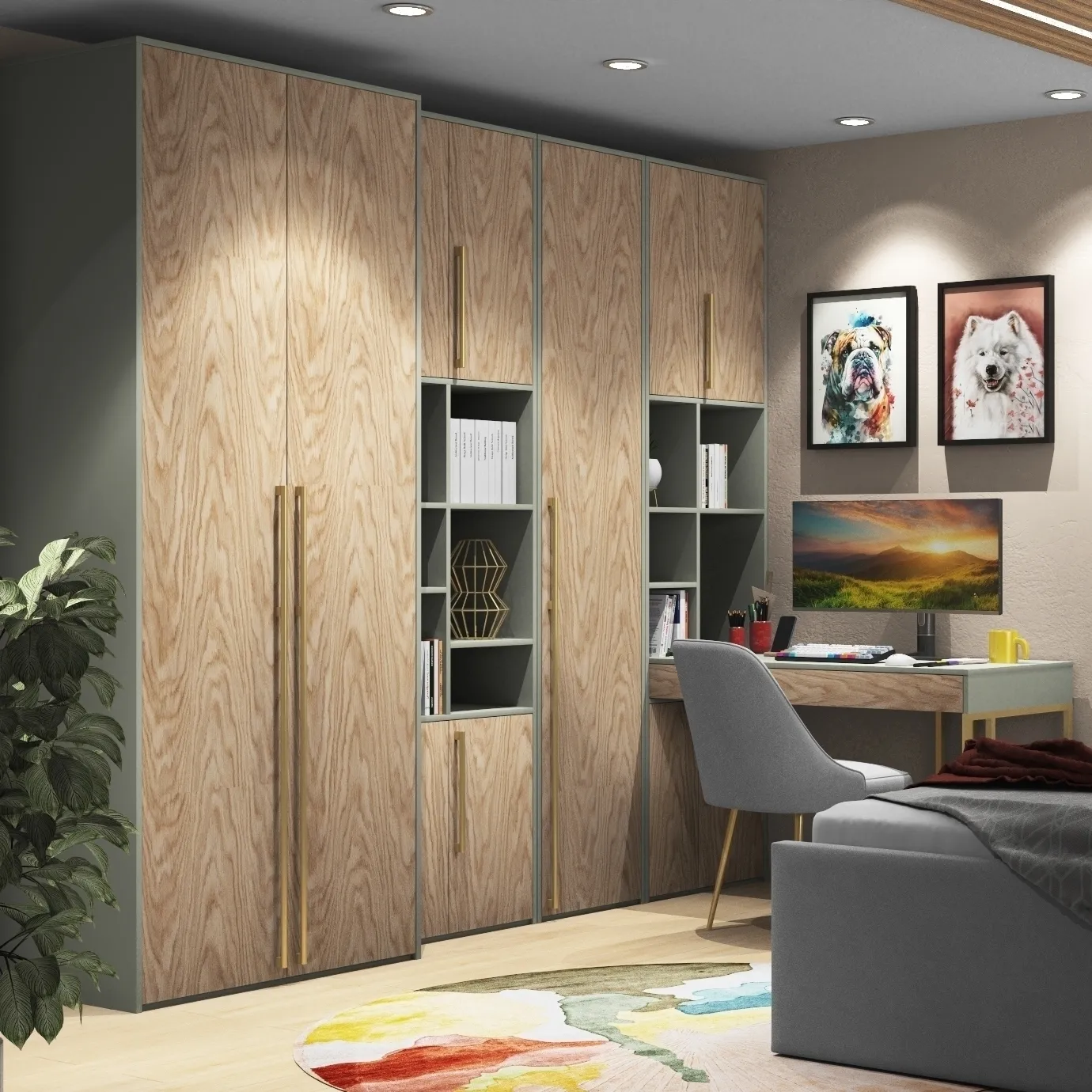 Стол со стеллажом угловой Тури Орегано Золото 2