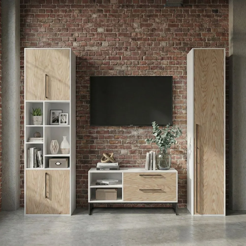 ТВ-зона для гостинной Лофт «Тури Белый» 1