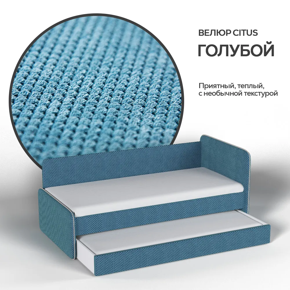 Тахта мягкая Айрис велюр CITUS голубой с доп. спальным местом 3
