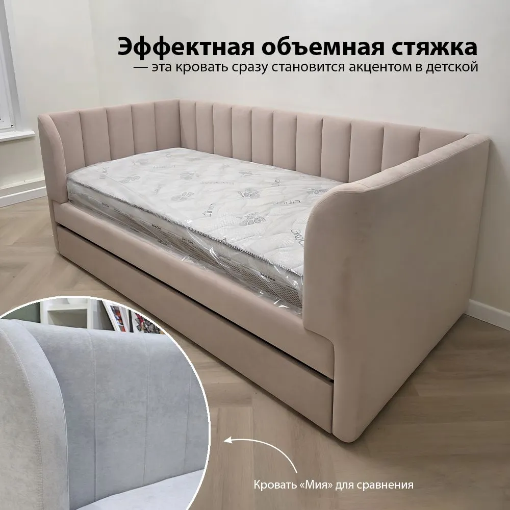Кровать Мягкая «Мишель» Бежевая 8