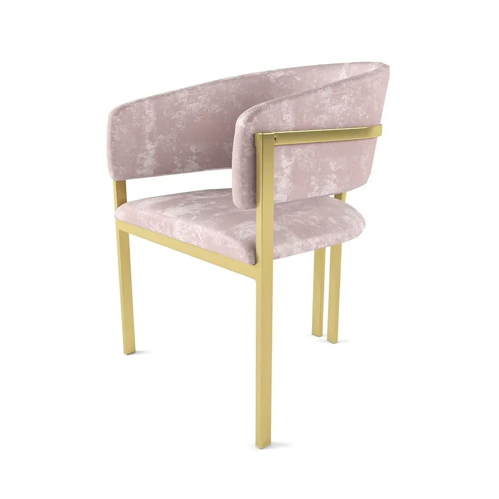 Стул «Мишель» Розовый плюш на золотых ножках 1