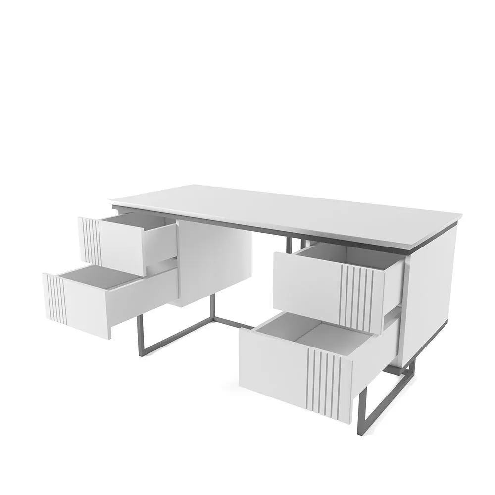 Стол 2-х тумбовый Мишель Белый Серый 2