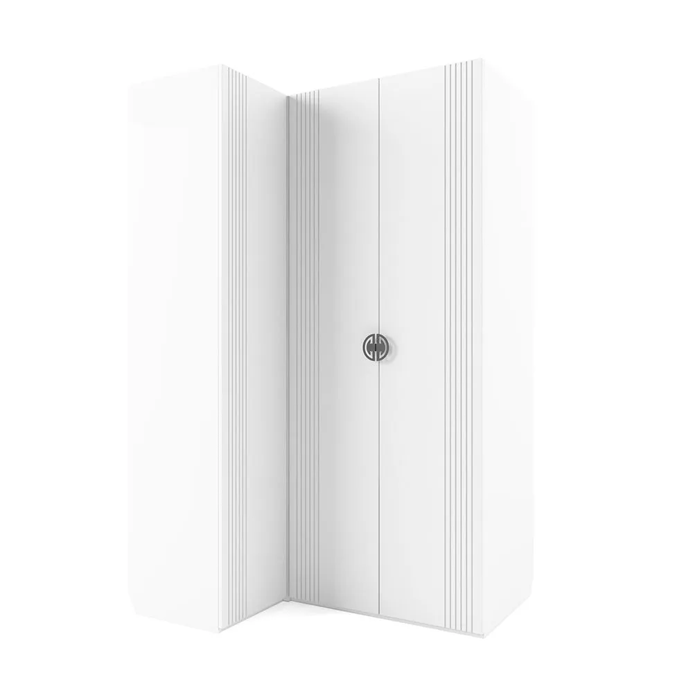 Шкаф угловой правый Мишель Белый Серый 1