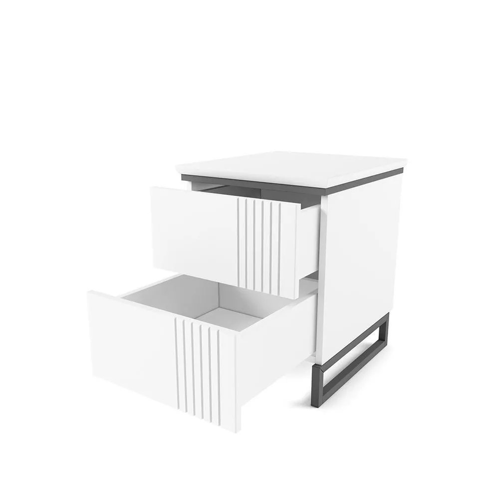 Тумба прикроватная Мишель Белый Серый 3