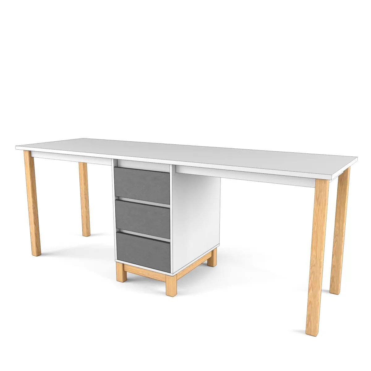 Стол на 2 рабочих места 2+2 Лайт Серый 1