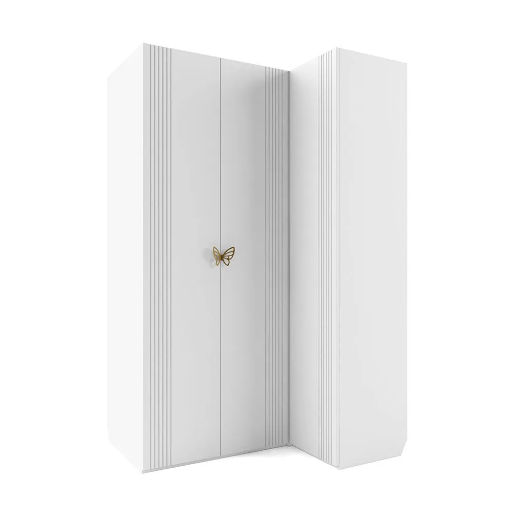 Шкаф угловой левый Мишель Белый Золото 1