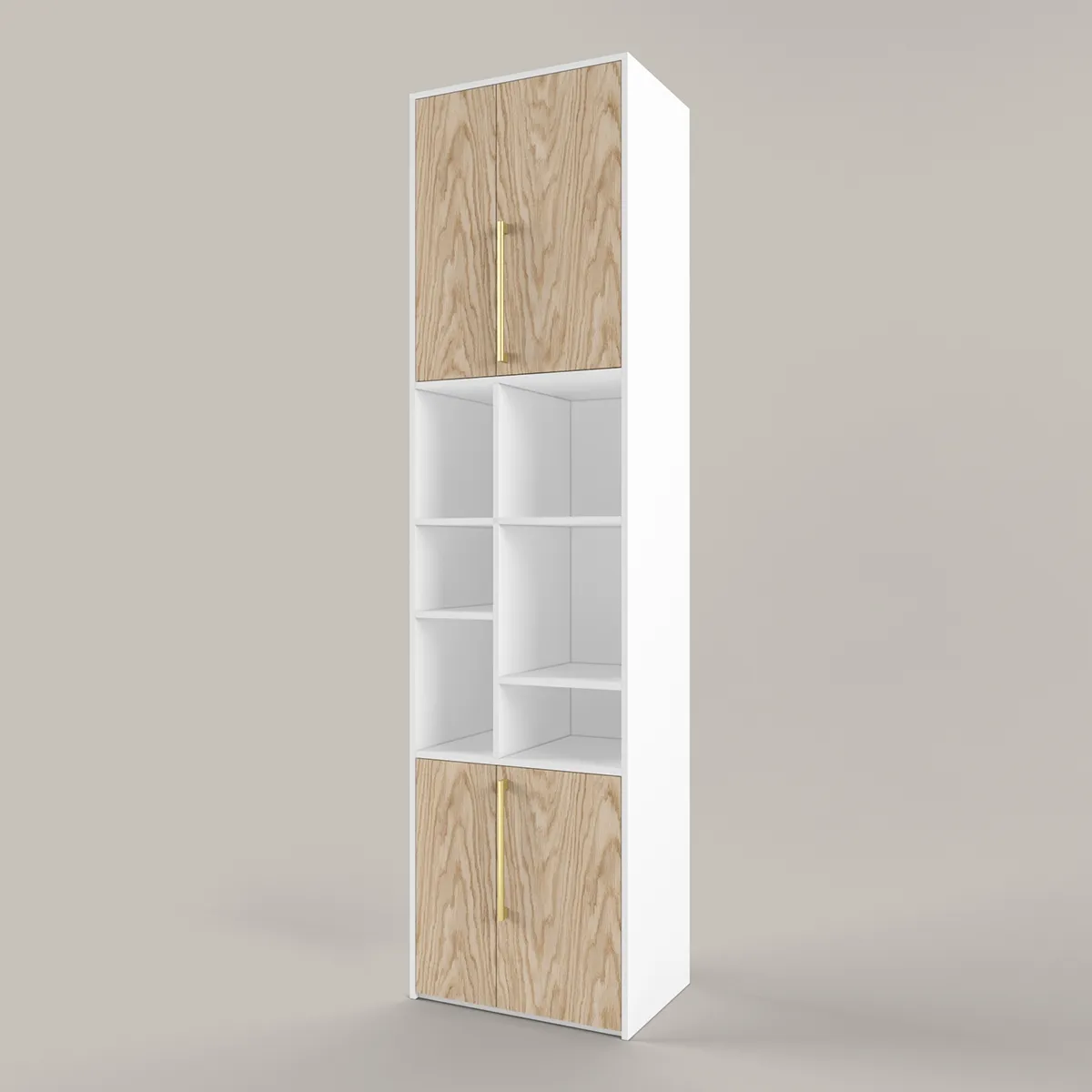 Стеллаж широкий Тури Белый Золото 1