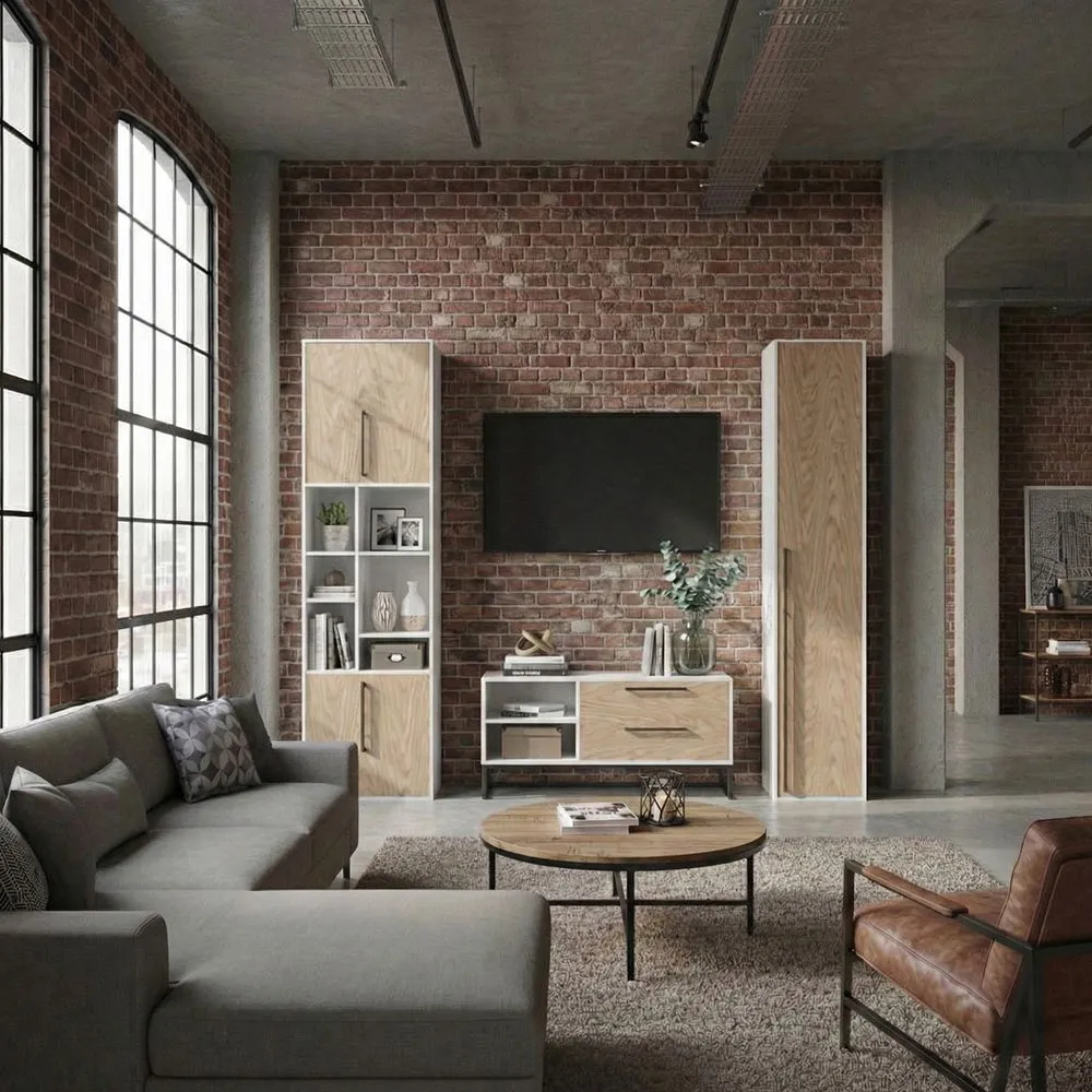 ТВ-зона для гостинной Лофт «Тури Белый» 2