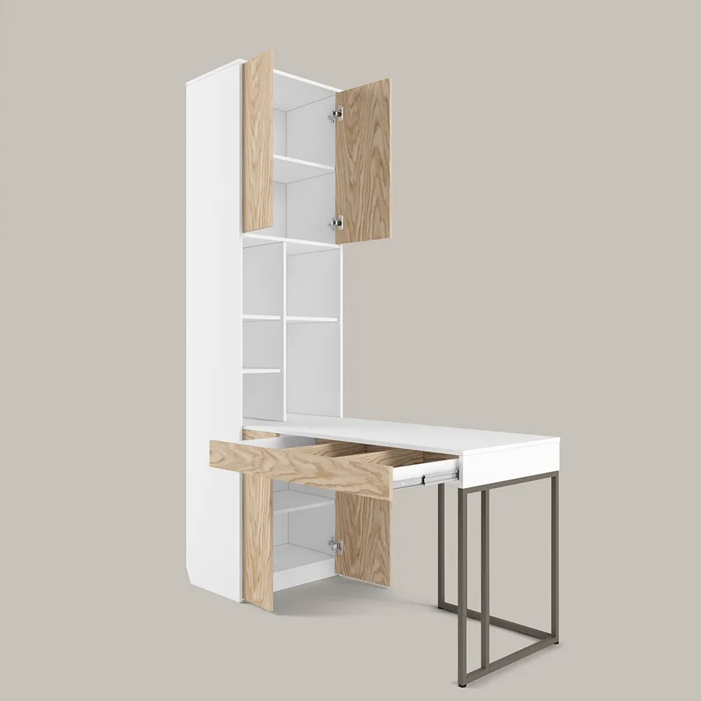 Стол со стеллажом угловой Тури Белый Графит 2