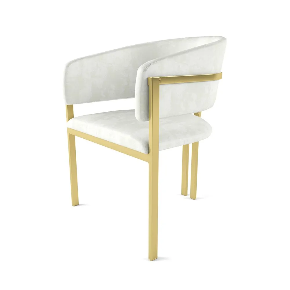 Стул «Мишель» Белый плюш на золотых ножках
