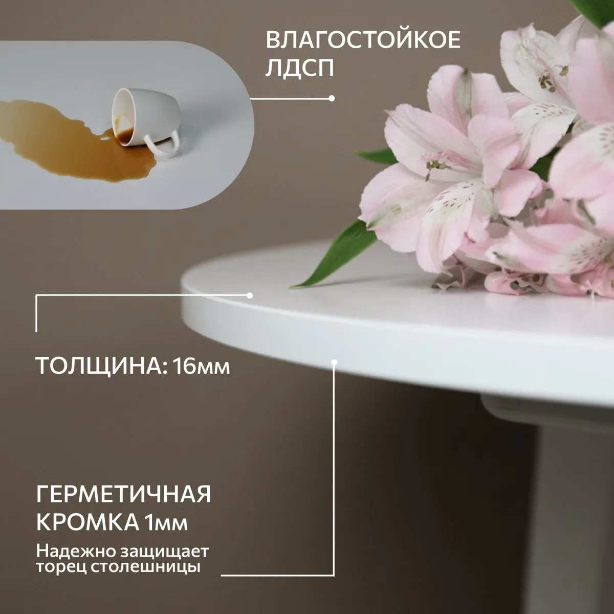 Стол кухонный круглый Белый 3