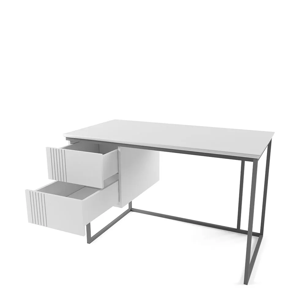 img-Стол с тумбой Мишель Белый Серый 3