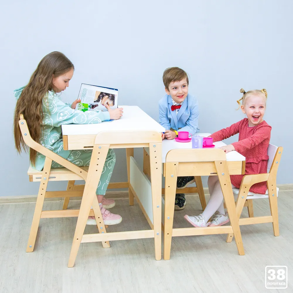 Стол растущий «Вуди» комбо белый 18