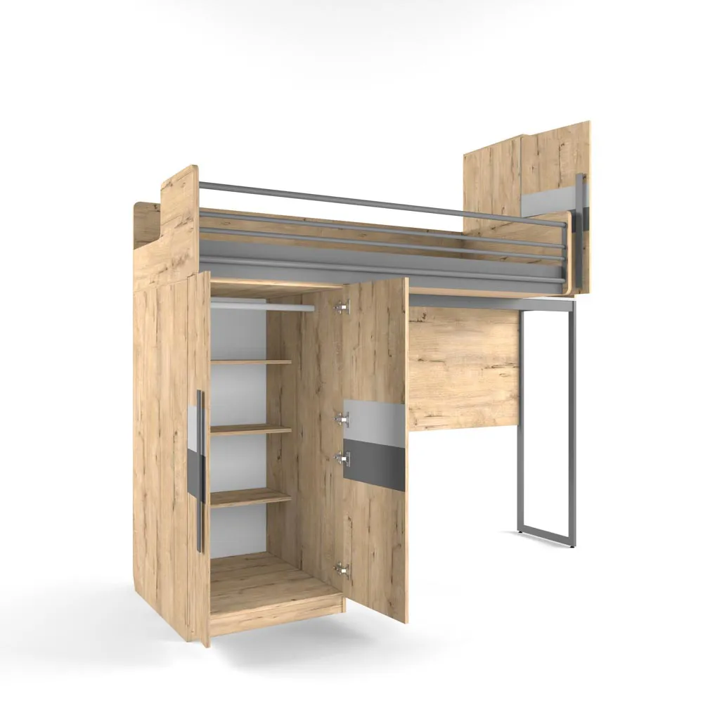 Кровать верхняя левая малая без лесенки шкаф слева со сплошным ограждением 2