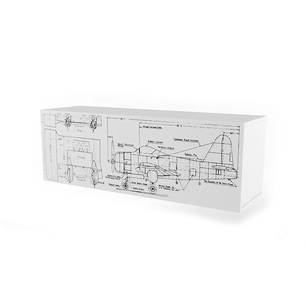 Полка 3 Куба с фасадом белая печать «Авиатор» 1