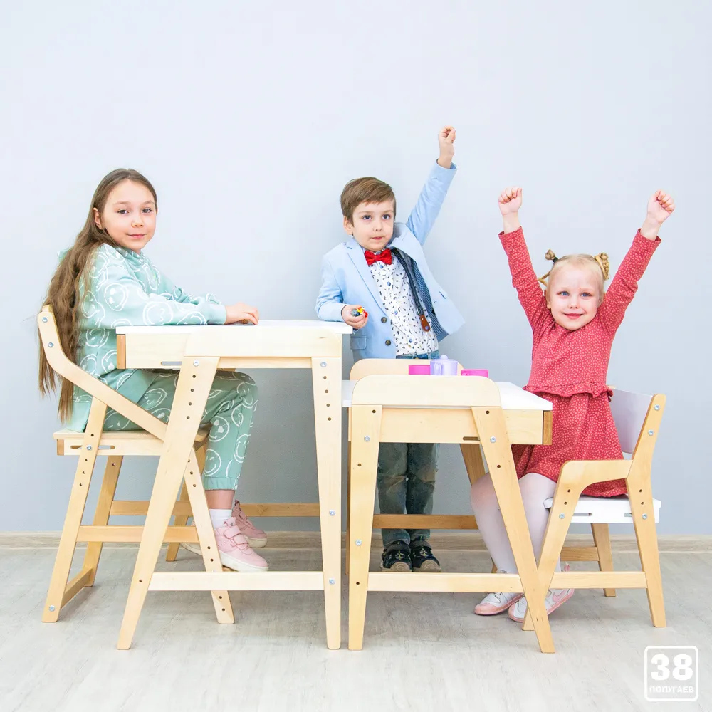 Стол растущий «Вуди» комбо белый 17