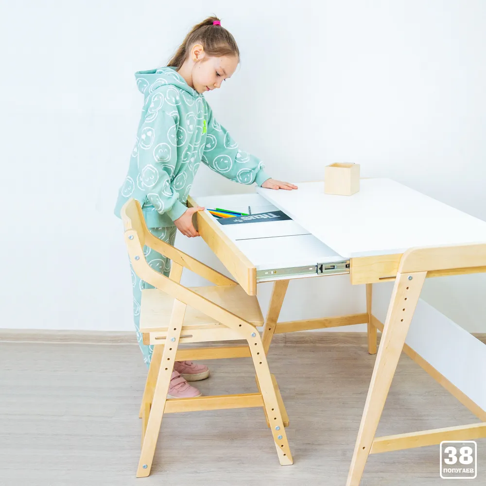 Стол растущий «Вуди» комбо белый 15