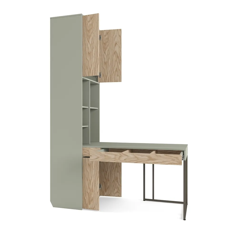 Стол со стеллажом угловой Тури Орегано Графит 4