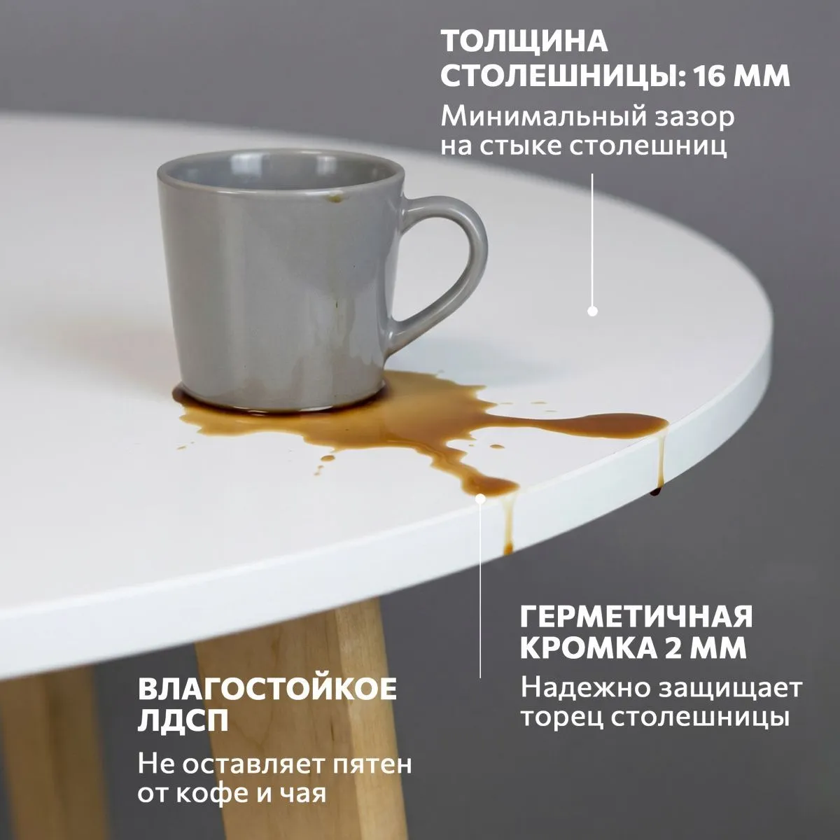 Стол кухонный раздвижной круглый Белый/дерево 9