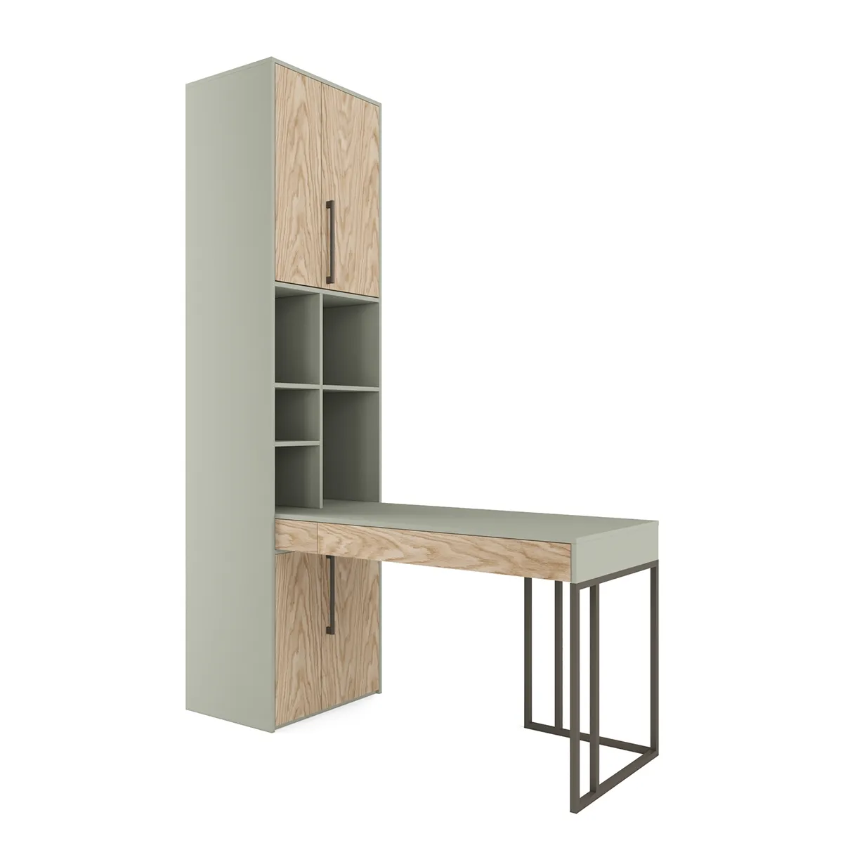 Стол со стеллажом угловой Тури Орегано Графит 1