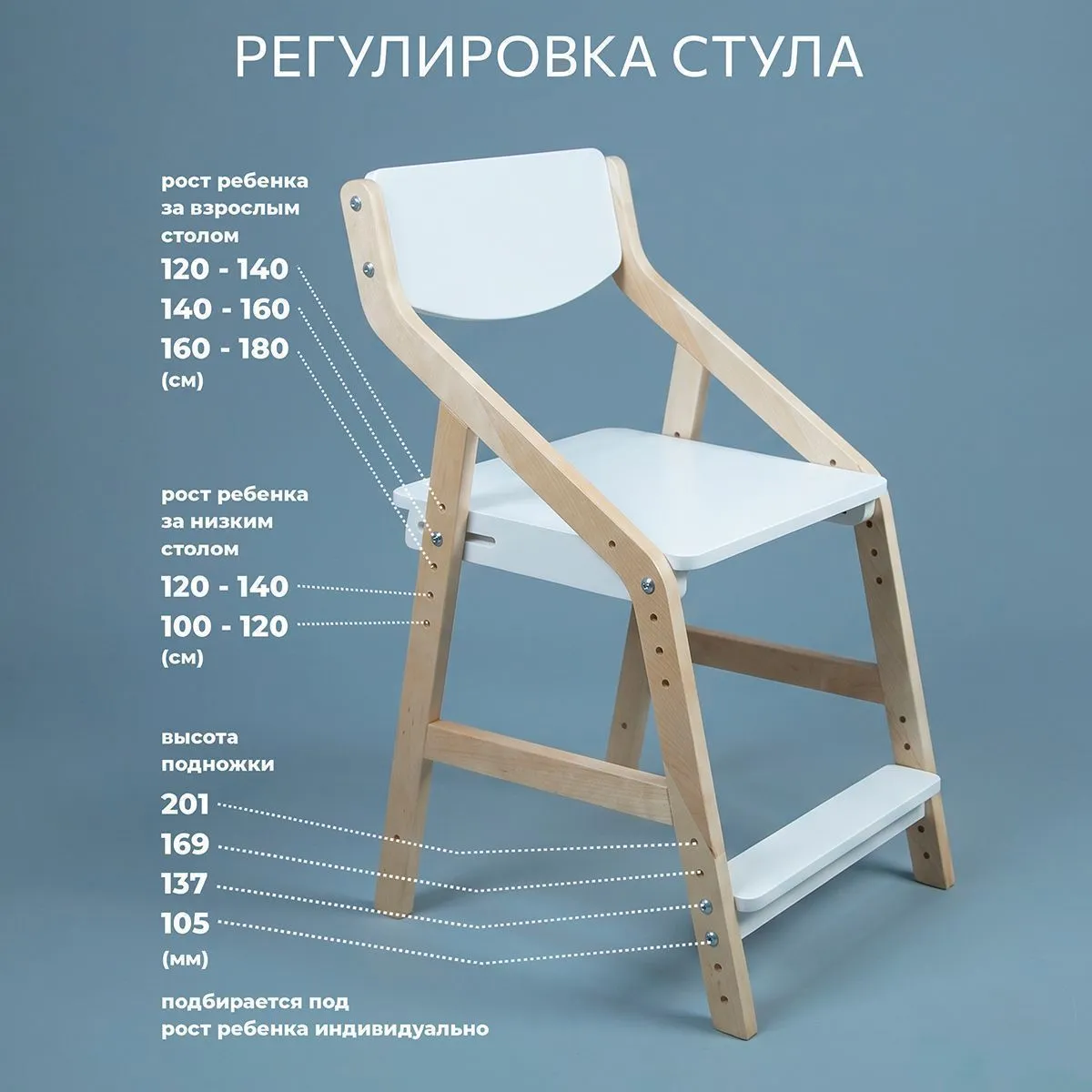 Стул растущий «Робин» комбо белый 7