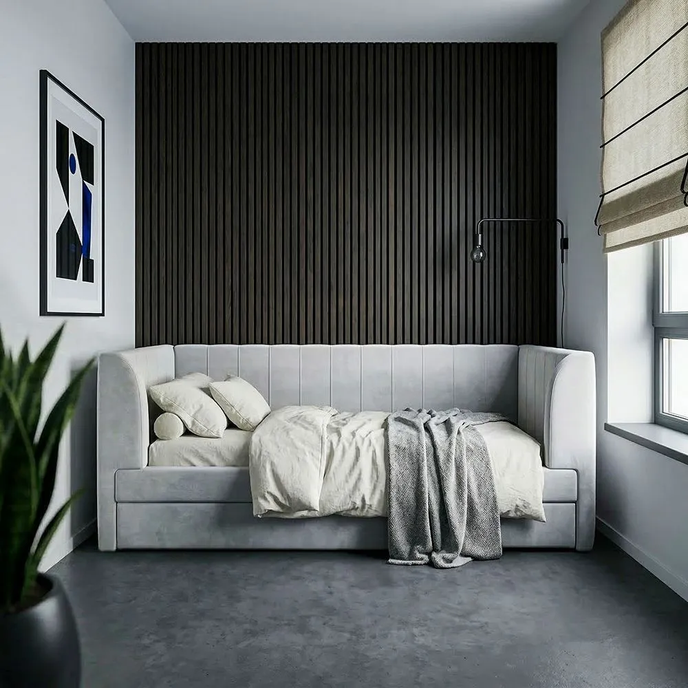 Кровать Мягкая Мия Светло-серая 2