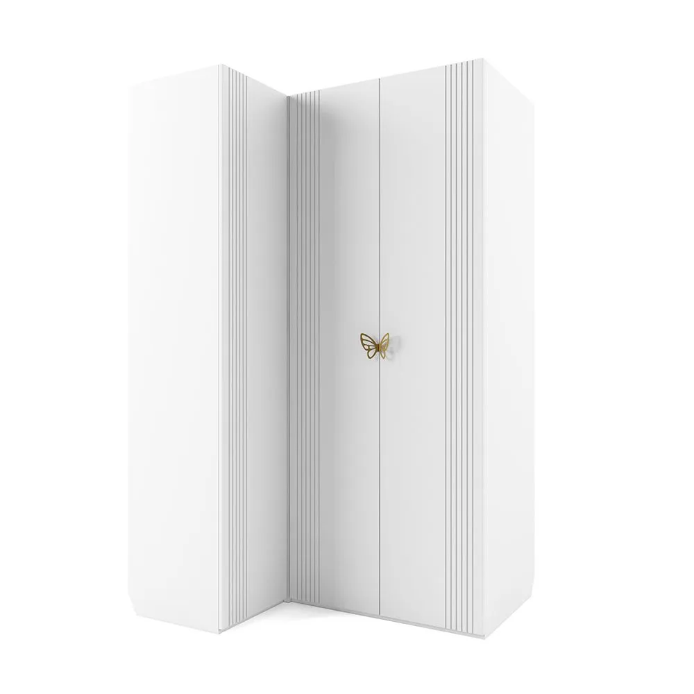 Шкаф угловой правый Мишель Белый Золото 1