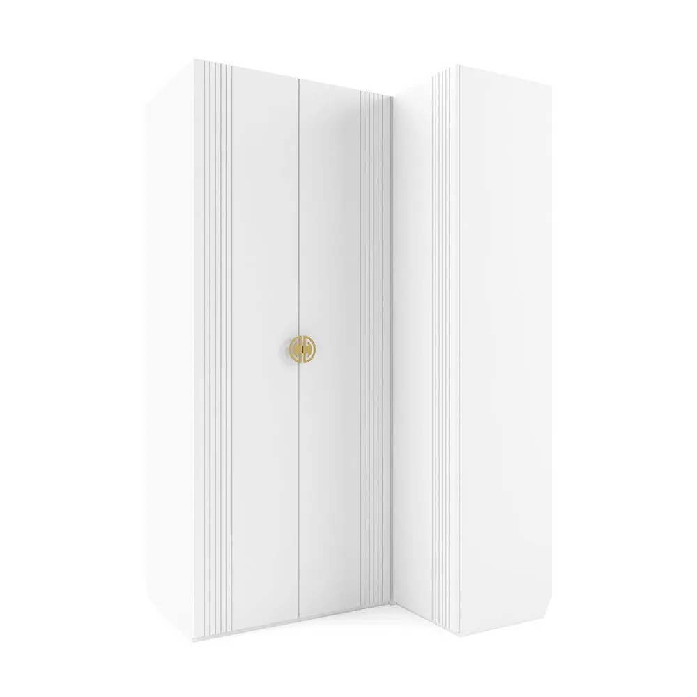 Шкаф угловой левый Мишель Белый Золото 1