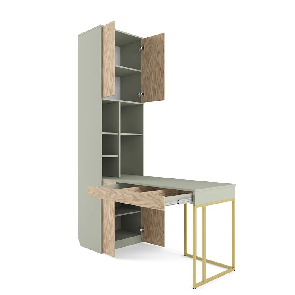 Стол со стеллажом угловой Тури Орегано Золото 8