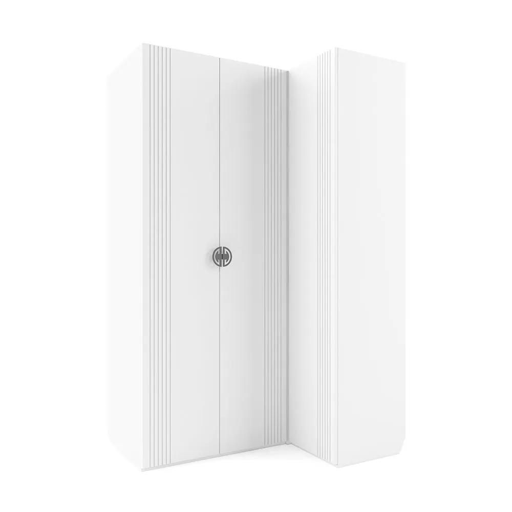 Шкаф угловой левый Мишель Белый Серый 1