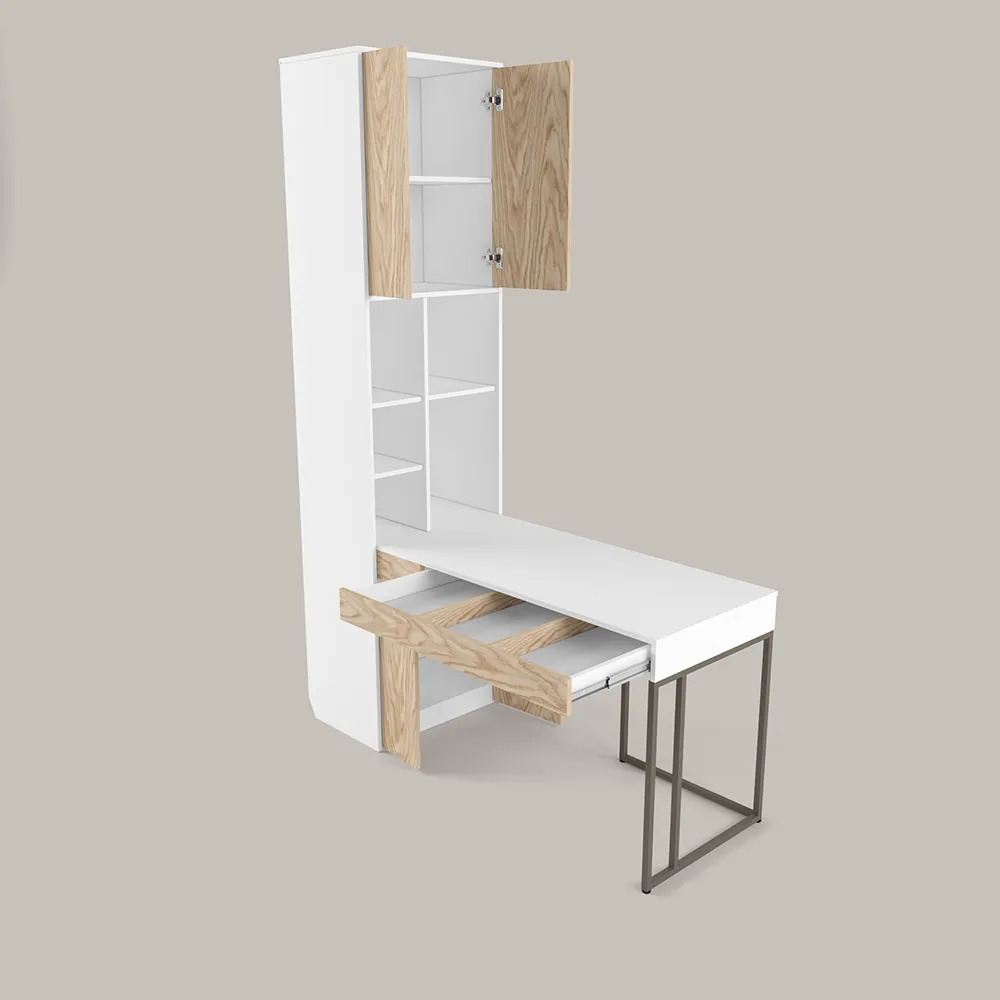 Стол со стеллажом угловой Тури Белый Графит 3