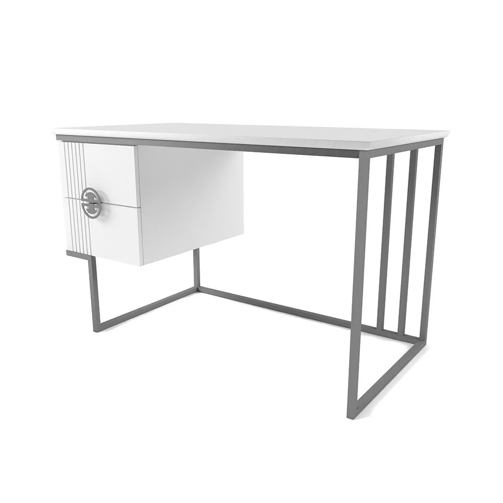 img-Стол с тумбой Мишель Белый Деко Серый 1