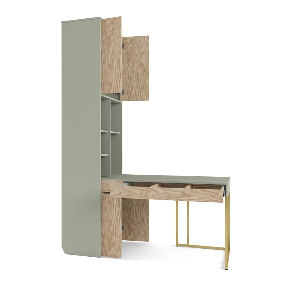 Стол со стеллажом угловой Тури Орегано Золото 10