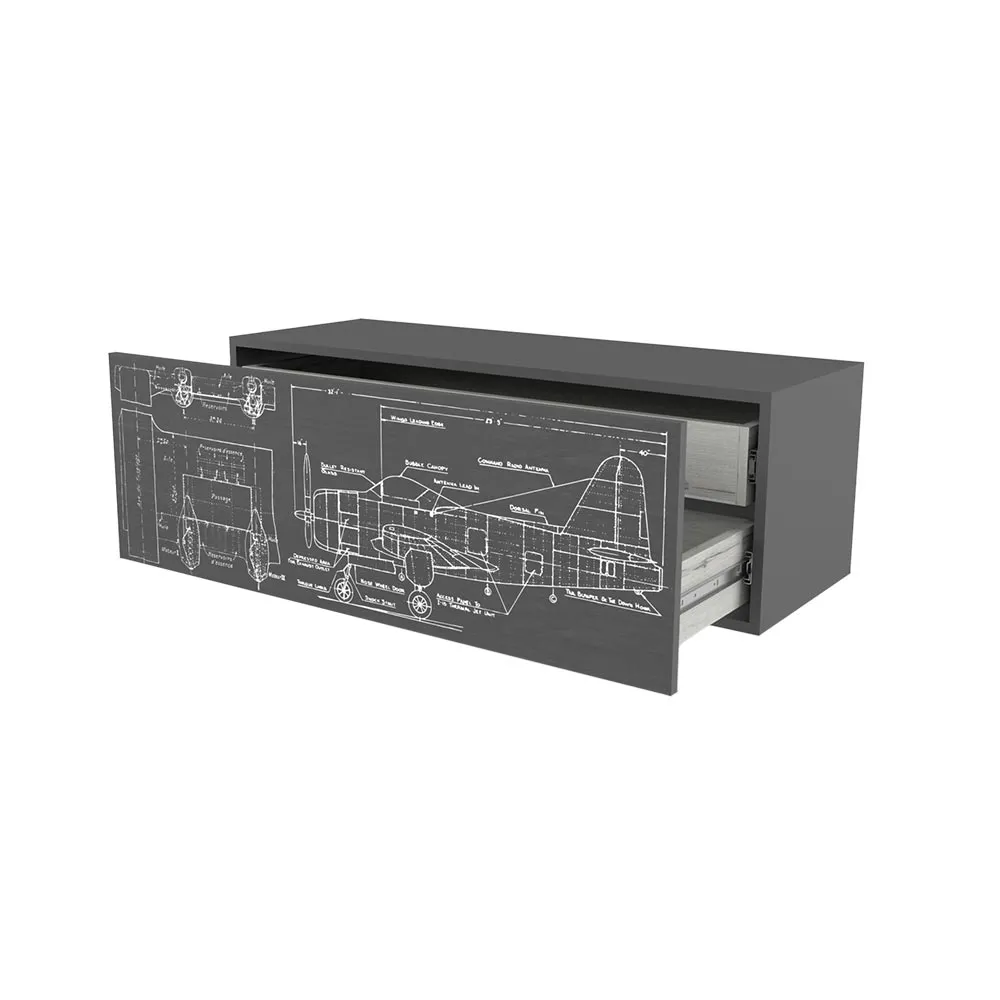 Тумба навесная серая печать «Авиатор» 2