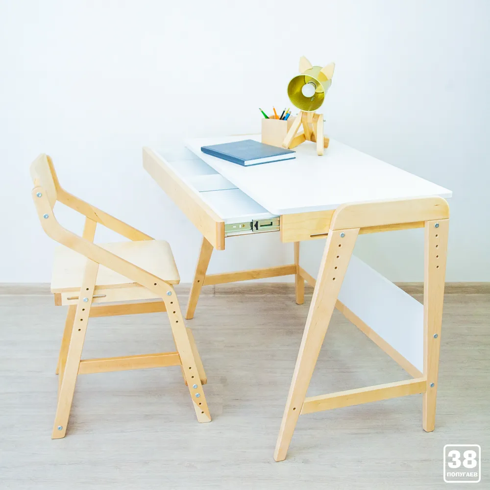 Стол растущий «Вуди» комбо белый 16