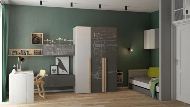 Детская комната в зеленой цветовой палитре